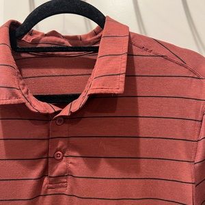 Lululemon red and black striped polo, medium